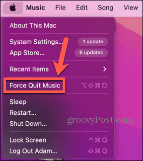 A mac force kilép a zenei alkalmazásból