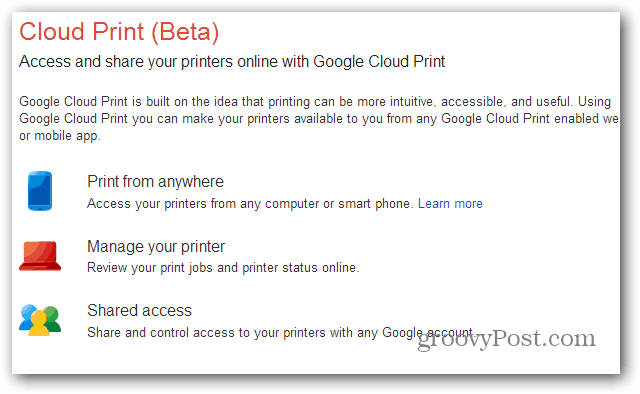 Nyomtasson a Nexus 7-ből a Google Cloud Print segítségével