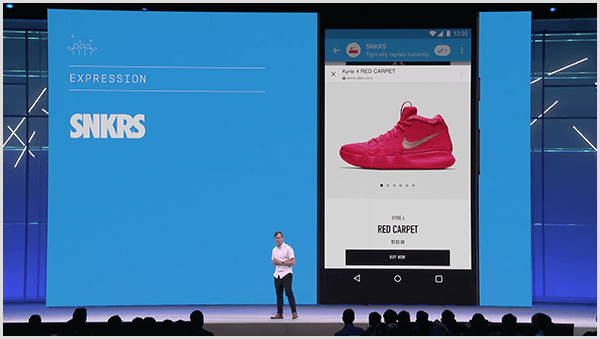Molly Pittman szerint a Facebook F8 fejlesztői konferenciája bemutatja a csevegőrobotok jövőbeni felhasználását. A konferencia egy sneaker vásárlási funkciót mutatott be kibővített valósággal a Messengerben.