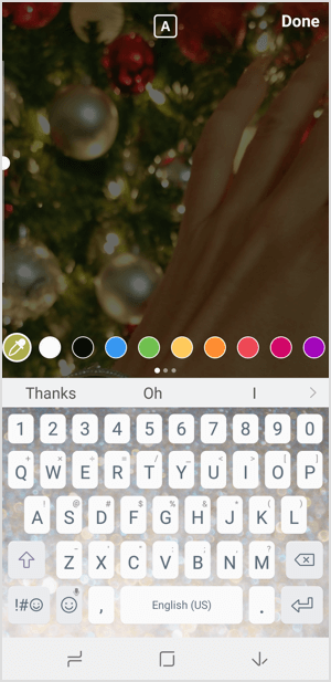 Az Instagram-történetek a szöveg színét választják
