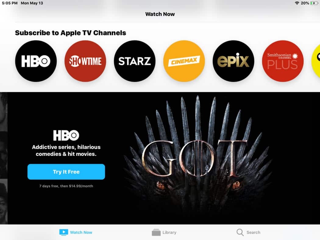 Új Apple TV App iPad csatorna előfizetések
