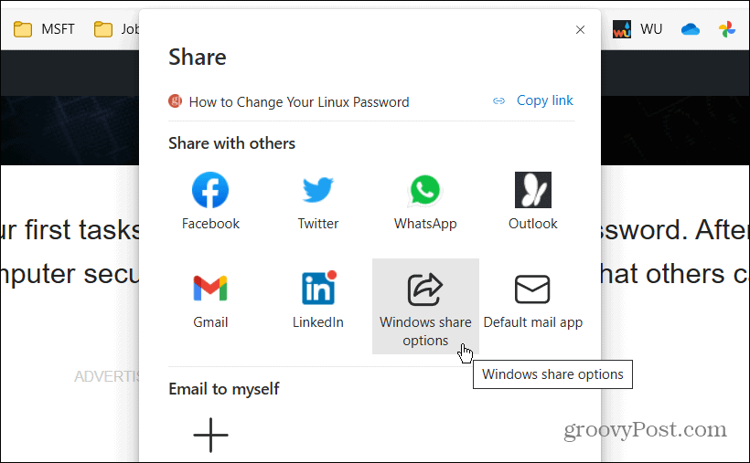 Windows Share Option Közeli megosztás