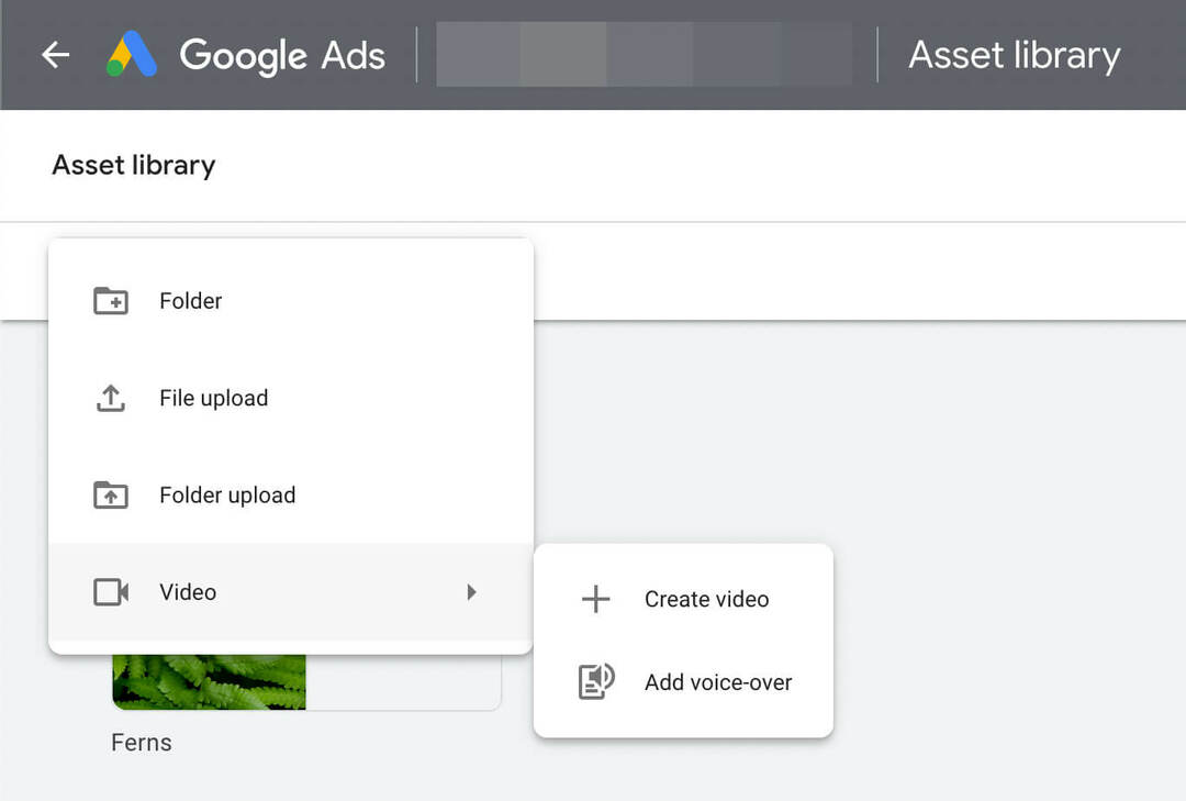 google-ads-asset-library-how-to-create-youtube-advertising-video-template-3. lépés