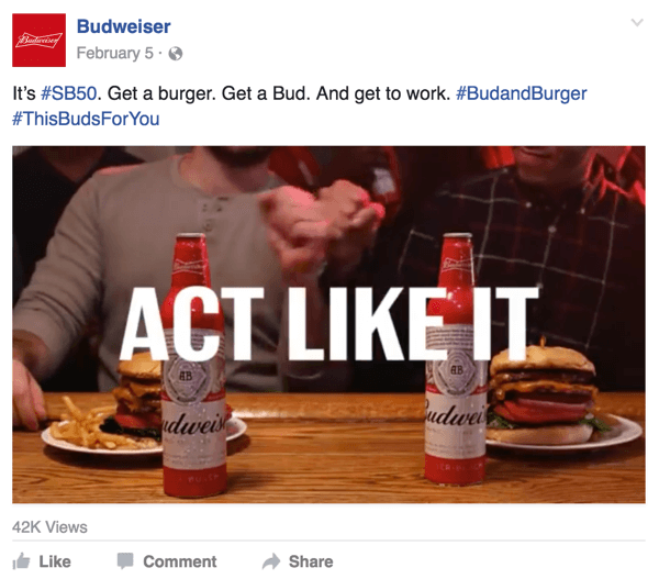 budweiser facebook videohirdetés