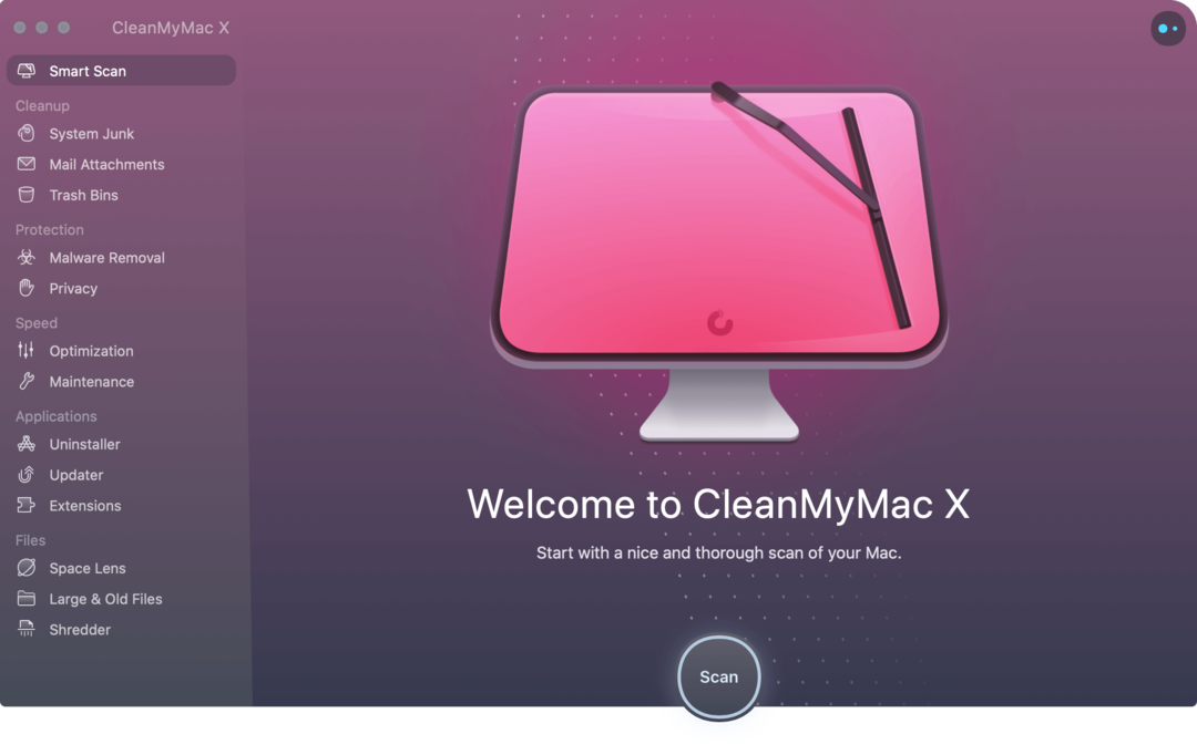 A CleanMyMac X elülső része