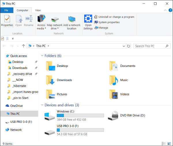 A gyors hozzáférés helyett tegye nyithatóvá a Windows 10 File Explorer alkalmazást erre a számítógépre
