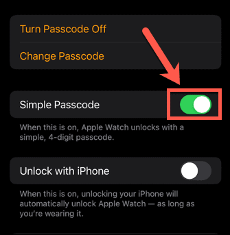 Apple Watch egyszerű jelszó