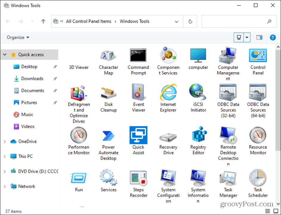 elemeket a Windows Eszközök mappában