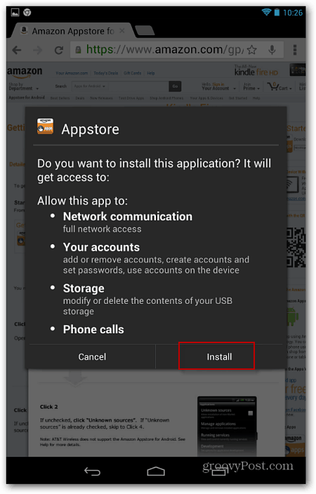 Indítsa el az Amazon App Store telepítését