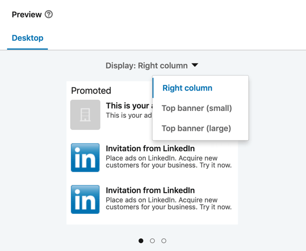 A LinkedIn szöveges hirdetés létrehozásának módja, 13. lépés, a hirdetés előnézete