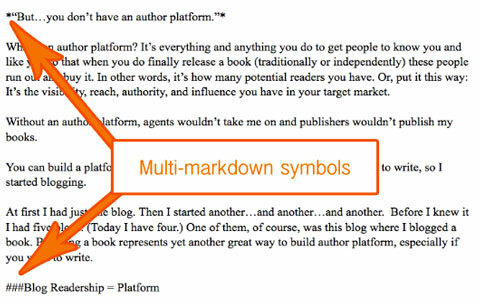 multimarkdown szimbólumok a szövegben
