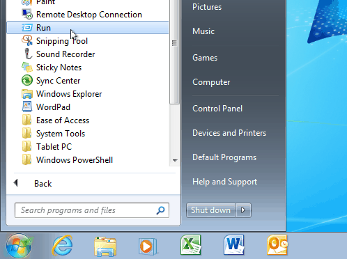 A Windows 7 Start menüje