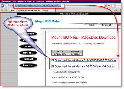 MagicISO x86 és x64 letöltési link a Windows Server 2008-hoz