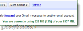 jelenleg x mennyiségű helyet használ a gmailben