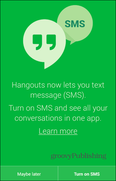 A Hangouts SMS bekapcsol