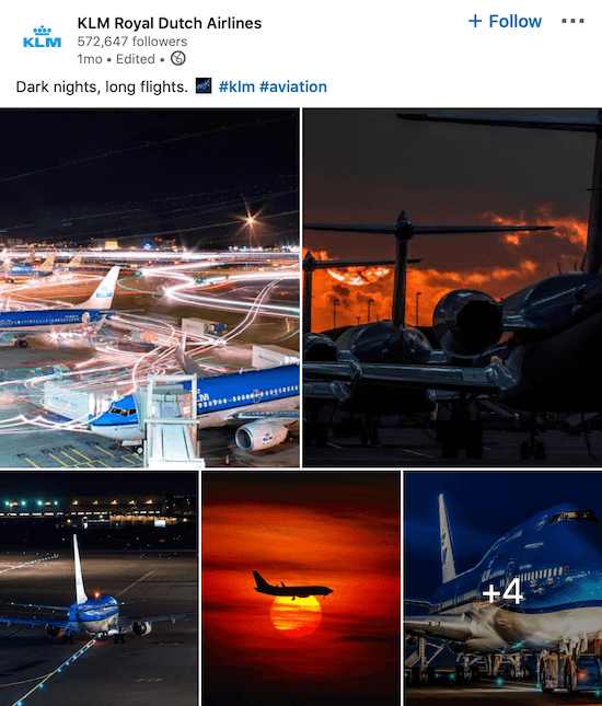 A KLM LinkedIn oldalletöltése több fotóhoz