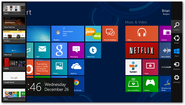 Kapcsolja ki a Windows 8 forró sarkait a Charms Bar és a Switcher megjelenítéséből