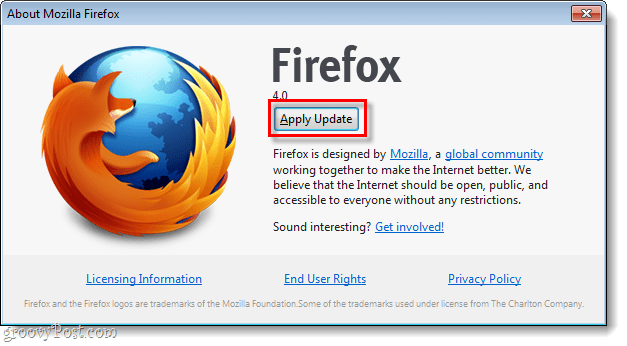 A Firefox 4 frissítést alkalmaz