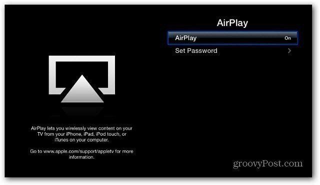 Az AirPlay engedélyezte az Apple TV-t