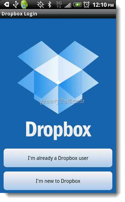 Android Dropbox Telepítse a Dropbox bejelentkezést