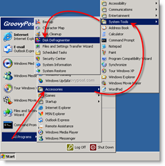 Indítsa el a Lemez-töredezettségmentesítő programot a Windows XP rendszerből