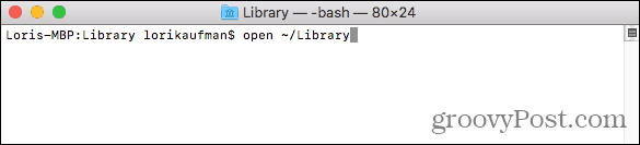 Nyissa meg a Finder könyvtár mappáját a Mac terminálon