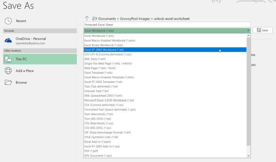 mentse a fájlt egy régebbi excel verzióba