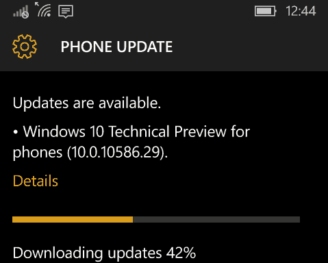 Windows 10 mobil frissítés