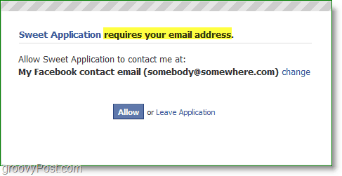A Facebook e-mail spam képernyőképe - szükség van az e-mail címre