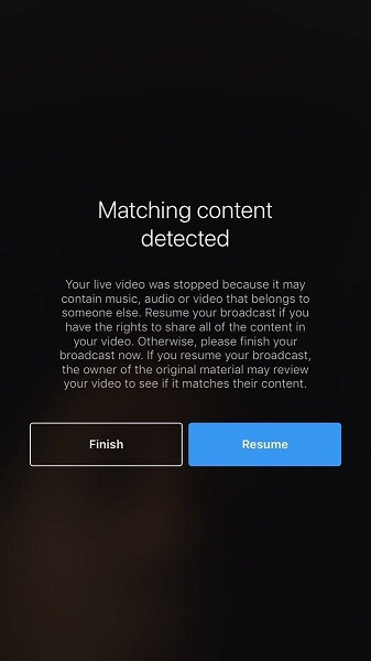 Az Instagram most megszakítja az élő videót, ha azt észleli, hogy a közvetített hang-, zene- vagy videotartalom sért más szerzői jogait.