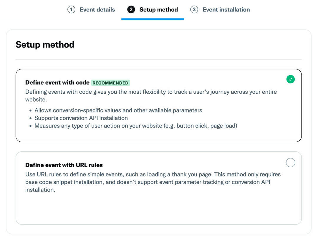 a konverziós események telepítésének módja a Twitter-pixel-define-event-with-code-url-rules-example-9
