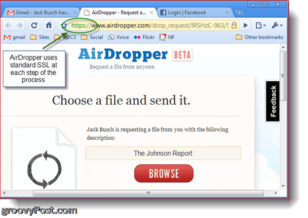AirDropper Dropbox - Válassza ki az elküldendő fájlt