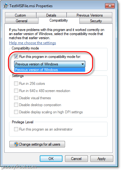 a Windows 7 msi fájl kompatibilitási adatainak megtekintése