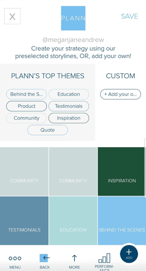 Használja a Plann színkódolt helyőrzőit az Instagram hírcsatorna-tartalom megtervezéséhez.