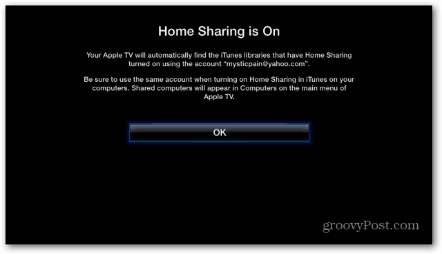 Otthoni megosztás az Apple TV-n