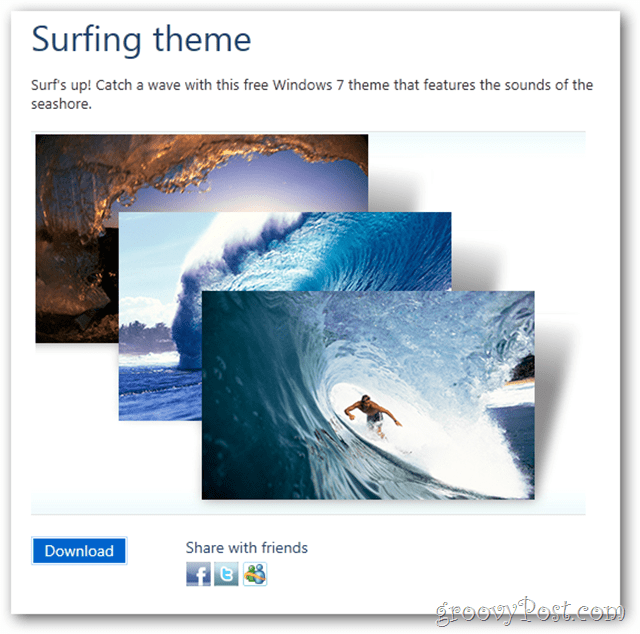 Windows 7 ingyenes téma szörfözés