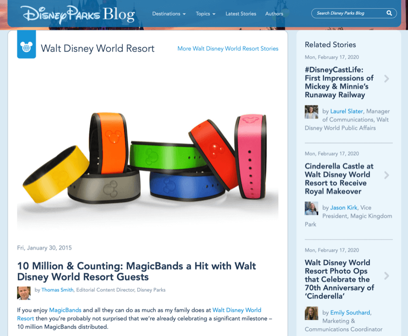 Disney MagicBand cikk a Disney blogból