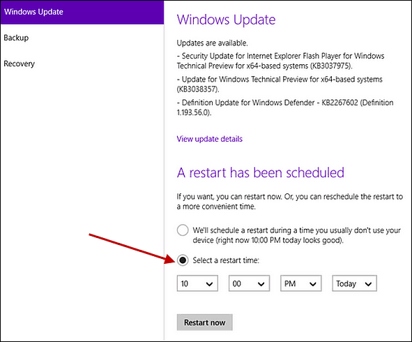 A Windows Update újraindításának ütemezése a Windows 10 rendszerben