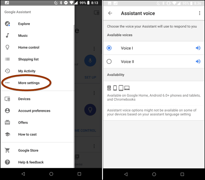 A Google Assistant Voice módosítása
