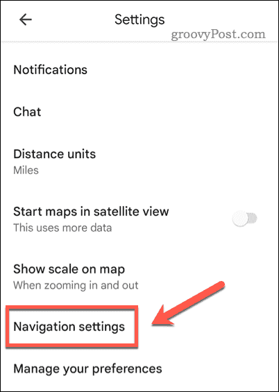 Nyissa meg a Google Térkép navigációs beállításait