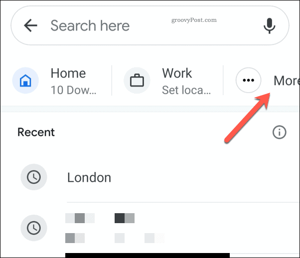 A Google Maps mobil további címe ikonra