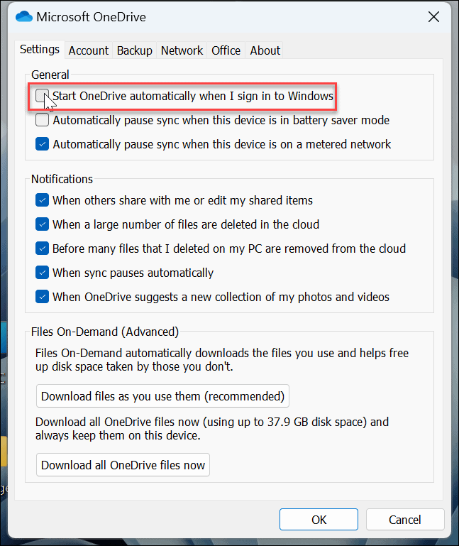 A OneDrive letiltása Windows 11 rendszeren