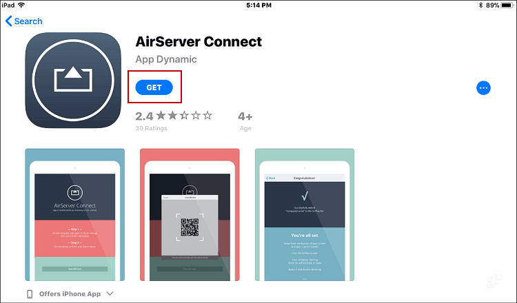 Telepítse az AirServer Connect iOS alkalmazást