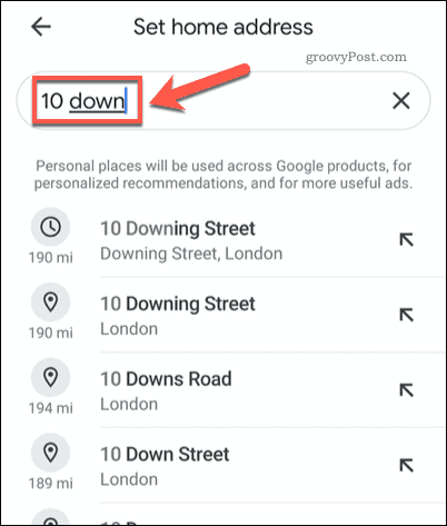 Otthoni cím keresése a Google Maps mobilon