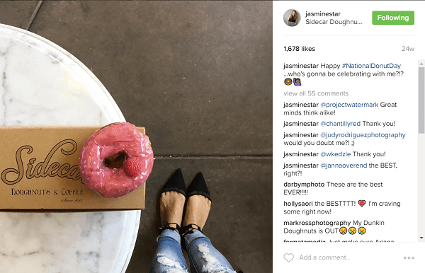 Jasmine Star felfedezte rajongói szeretetét, amikor fánkokat tett közzé az Instagramon.