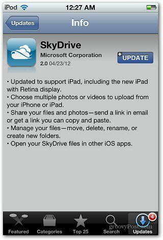 SkyDrive iOS frissítés