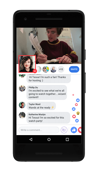 A Facebook emellett elindítja az Élő kommentálás funkciót, amely lehetővé teszi, hogy a Watch Party házigazdája élőben indulhasson a Watch Party-n belül, kép-a-képben, hogy videókat játszva kommenteket osszon meg.