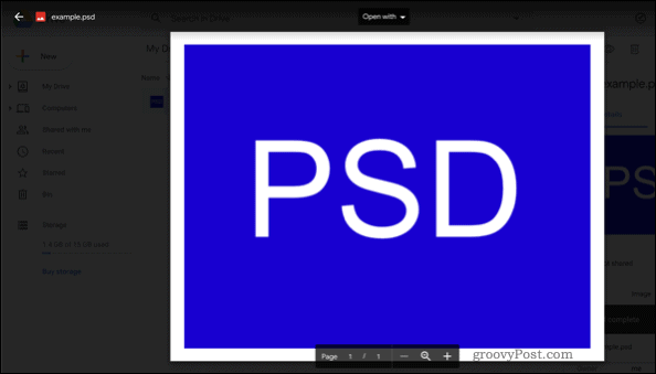 PSD fájl megnyitása a Google Drive-ban