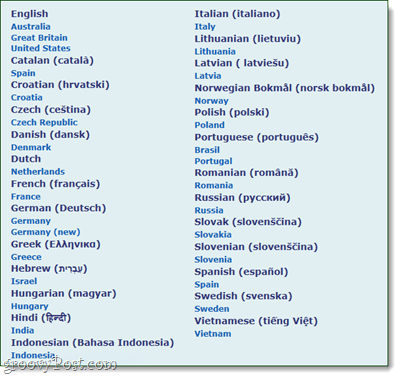 speckie nyelvi lista