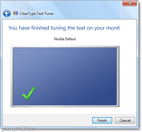 A cleartype-tuner kalibrálása befejeződött a Windows 7-ben 